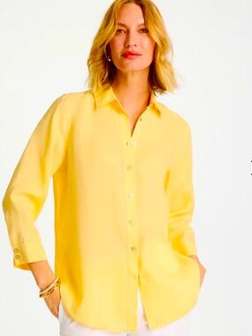 Chico's Lemon Blossom No Iron™ Linen Shirt